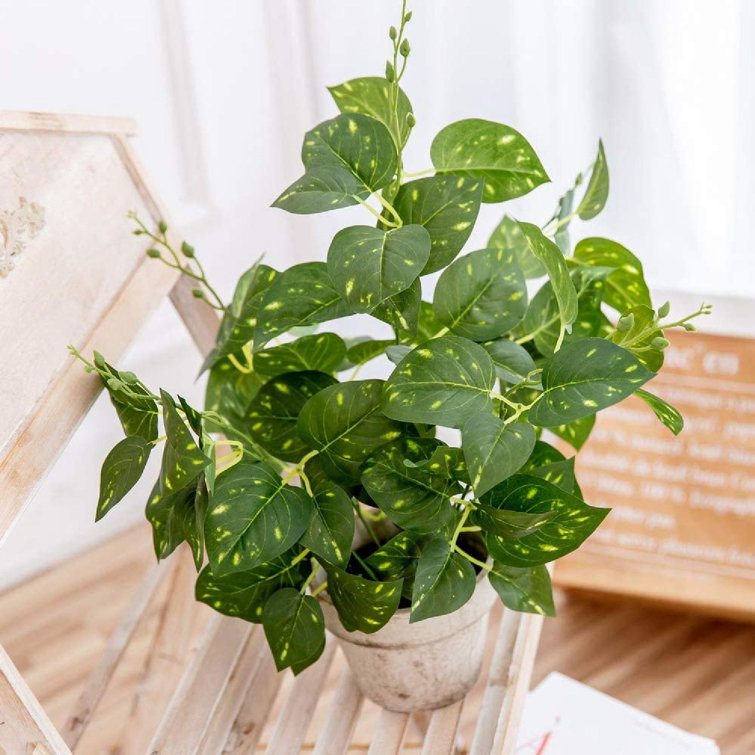 Primrue 18 Inch Artificial Potted Plants Indoor Office Desk Taro Leaf